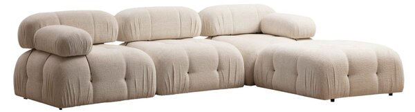 Hanah Home Rohová modulárna sedacia súprava Bubble 288 cm s taburetom bouclé krémová