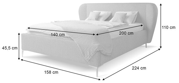 Čalúnená manželská posteľ s úložným priestorom Aliano 140x200 - sivá