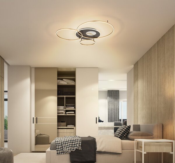 Stropné svietidlo LED 2700–6500K zlatá, antracitová IP20 GLOBO lighting INVERTINA 48466-54 časovač