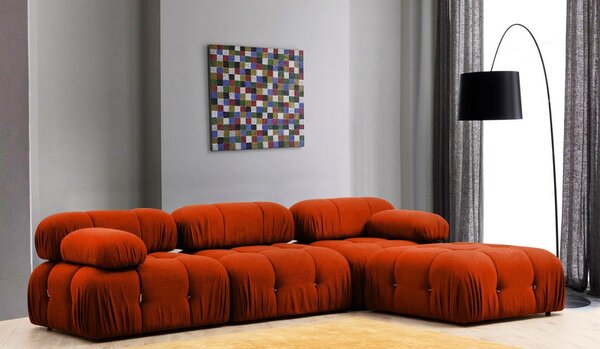 Hanah Home Rohová modulárna sedacia súprava Bubble 288 cm s taburetom tehlová