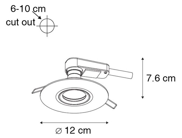 Moderné zapustené bodové svetlo čierne 12 cm - Buco