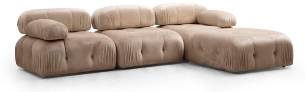 Hanah Home Rohová modulárna sedacia súprava Bubble 288 cm s taburetom zamat krémová