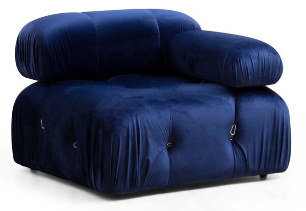 Hanah Home Rohová modulárna sedacia súprava Bubble 288 cm s taburetom zamat modrá