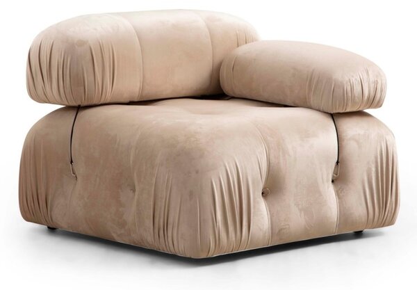 Hanah Home Rohová modulárna sedacia súprava Bubble 288 cm s taburetom zamat krémová