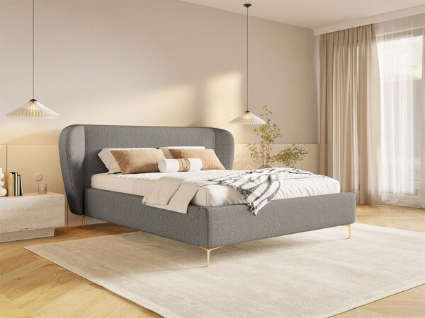 Čalúnená manželská posteľ s úložným priestorom Aliano 140x200 - sivá