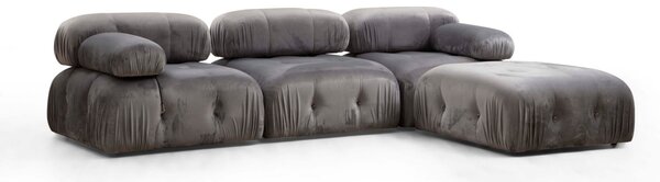 Hanah Home Rohová modulárna sedacia súprava Bubble 288 cm s taburetom zamat sivá