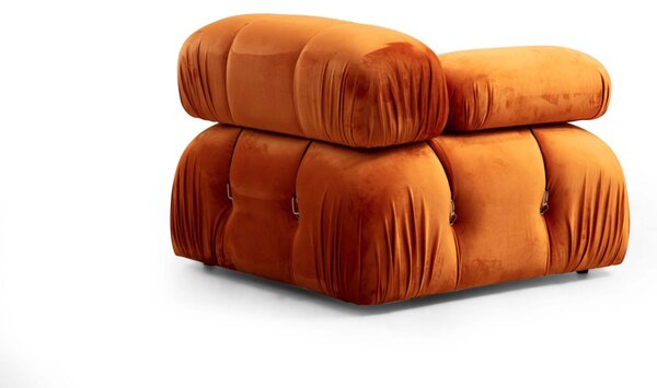 Hanah Home Rohová modulárna sedacia súprava Bubble 288 cm s taburetom zamat oranžová