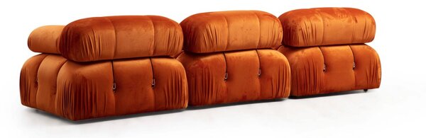 Hanah Home Rohová modulárna sedacia súprava Bubble 288 cm s taburetom zamat oranžová