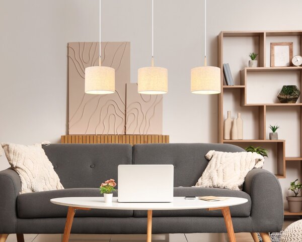 Závesné svietidlo 3x E27 piesková, krémová IP20 GLOBO lighting DELEON 15968-3H