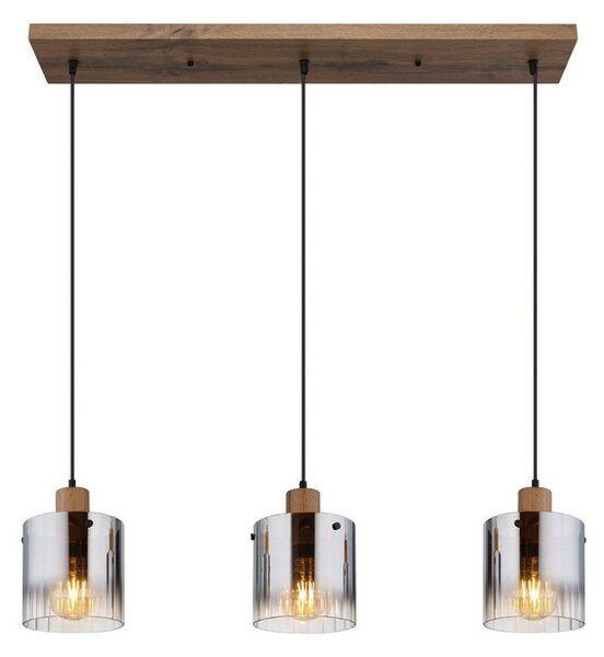 Závesné svietidlo 3x E27 drevo, dymová IP20 GLOBO lighting UNDERWOOD 15915-3H