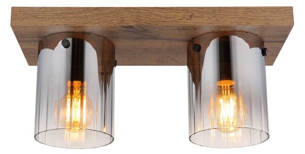 Stropné svietidlo 2x E27 drevo, dymová IP20 GLOBO lighting UNDERWOOD 15915-2