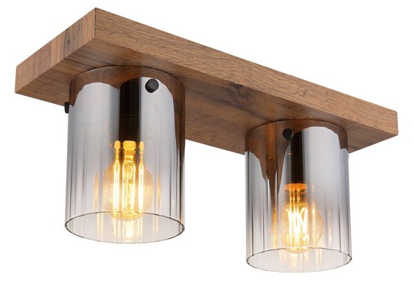 Stropné svietidlo 2x E27 drevo, dymová IP20 GLOBO lighting UNDERWOOD 15915-2