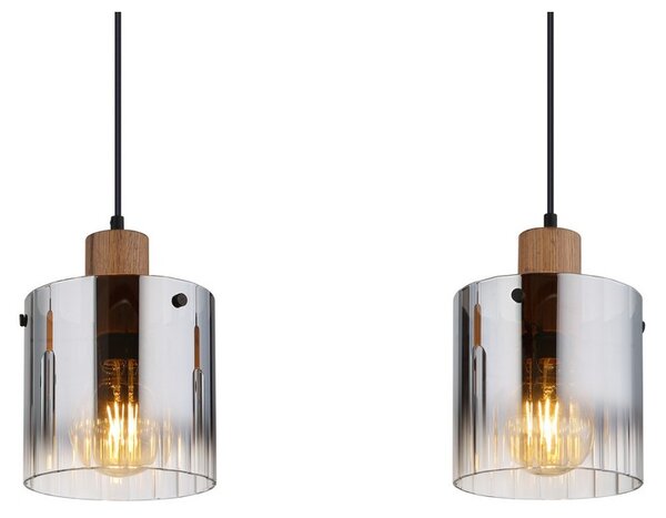 Závesné svietidlo 3x E27 drevo, dymová IP20 GLOBO lighting UNDERWOOD 15915-3H