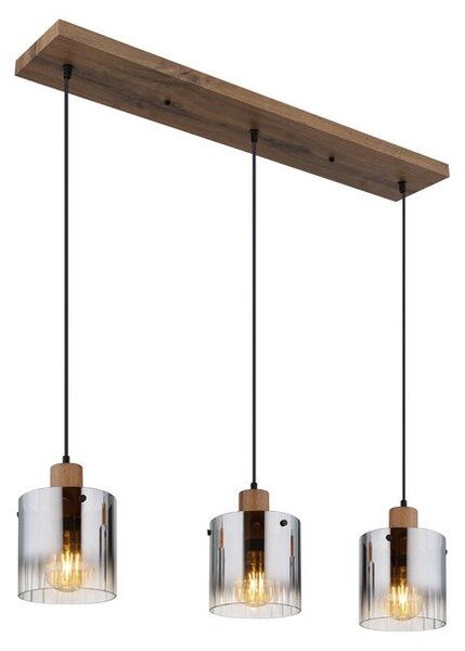 Závesné svietidlo 3x E27 drevo, dymová IP20 GLOBO lighting UNDERWOOD 15915-3H