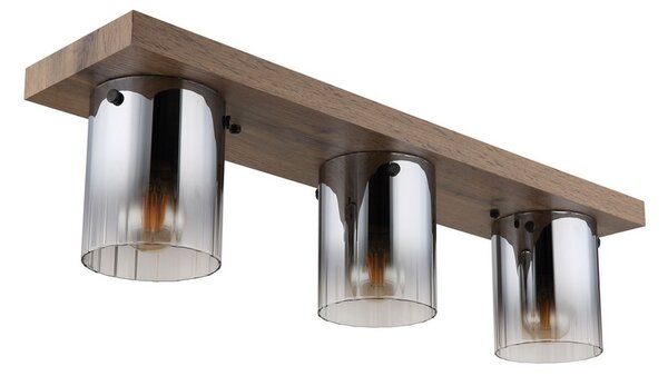 Stropné svietidlo 3x E27 drevo, dymová IP20 GLOBO lighting UNDERWOOD 15915-3