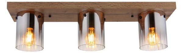Stropné svietidlo 3x E27 drevo, dymová IP20 GLOBO lighting UNDERWOOD 15915-3