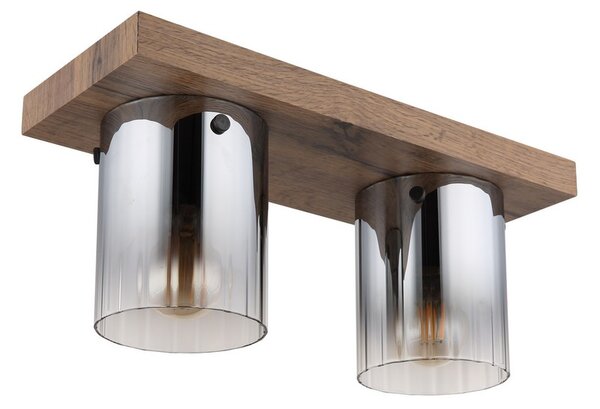 Stropné svietidlo 2x E27 drevo, dymová IP20 GLOBO lighting UNDERWOOD 15915-2