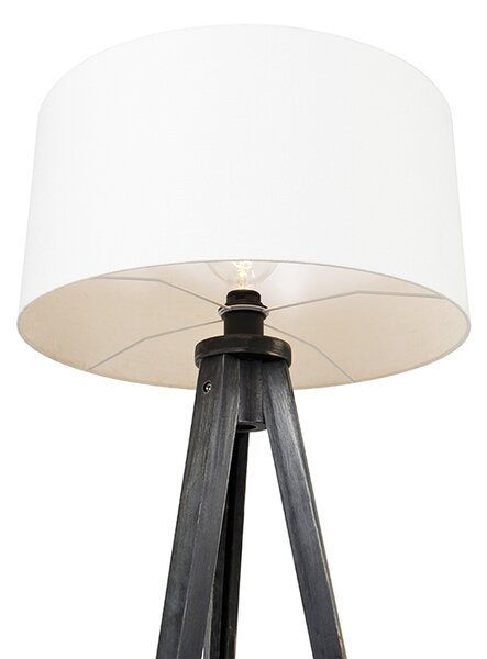 Stojaca lampa trojnožka čierna s tienidlom bielym 50 cm - Tripod Classic