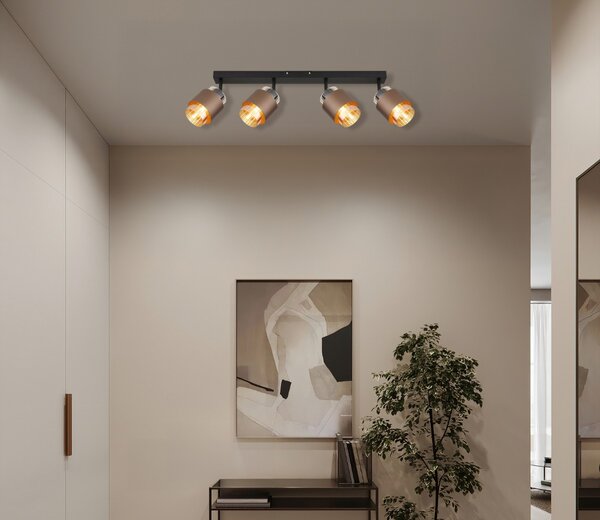 Stropné bodové svietidlo / spot 4x E27 čierna matná, jantárová IP20 GLOBO lighting MILLEY 15560-4C