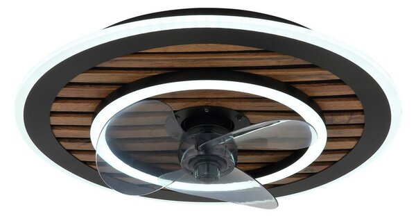 Stropný ventilátor so svetlom LED 2700–6000K čierna, opálová IP20 GLOBO lighting TREVINO 03668 časovač