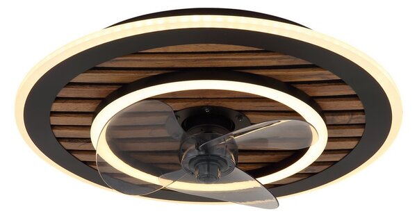 Stropný ventilátor so svetlom LED 2700–6000K čierna, opálová IP20 GLOBO lighting TREVINO 03668 časovač