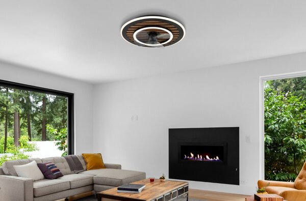 Stropný ventilátor so svetlom LED 2700–6000K čierna, opálová IP20 GLOBO lighting TREVINO 03668 časovač