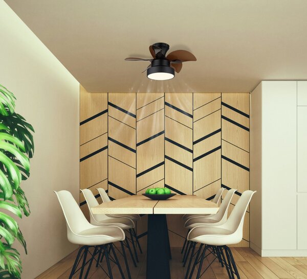 Stropný ventilátor so svetlom LED 3000 / 4500 / 6000K čierna matná IP20 GLOBO lighting KARI 03670 časovač