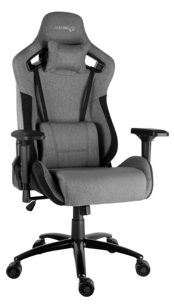 Herná stolička IRON XXL — látka, čierna / sivá, nosnosť 140 kg