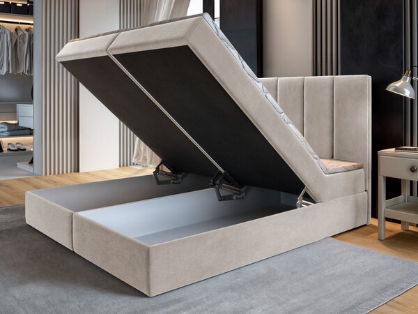 Manželská boxspring posteľ s úložným priestorom Barino 140x200 - béžová