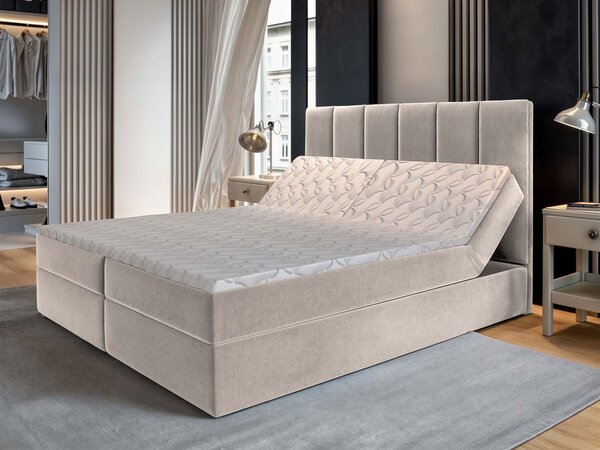 Manželská boxspring posteľ s úložným priestorom Barino 140x200 - béžová