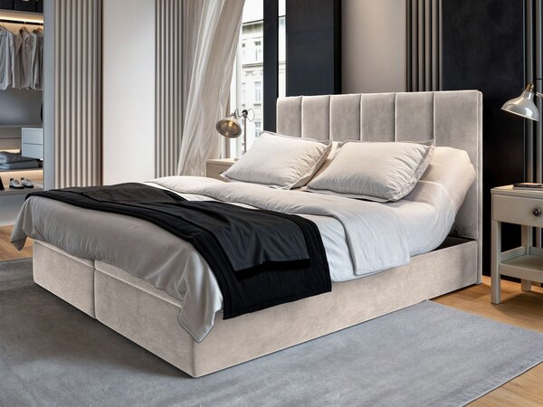 Manželská boxspring posteľ s úložným priestorom Barino 140x200 - béžová