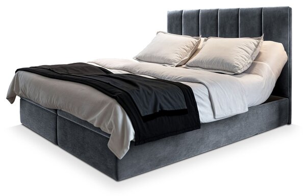 Manželská boxspring posteľ s úložným priestorom Barino 140x200 - tmavosivá