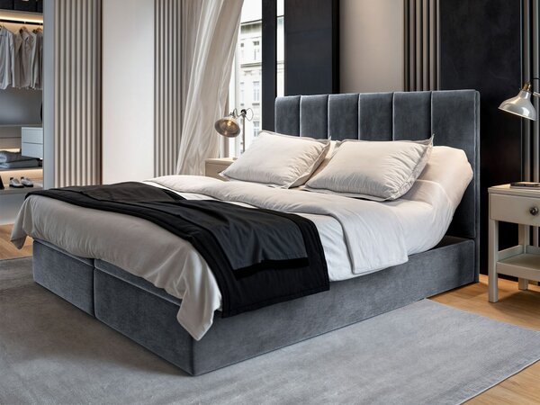 Manželská boxspring posteľ s úložným priestorom Barino 140x200 - tmavosivá