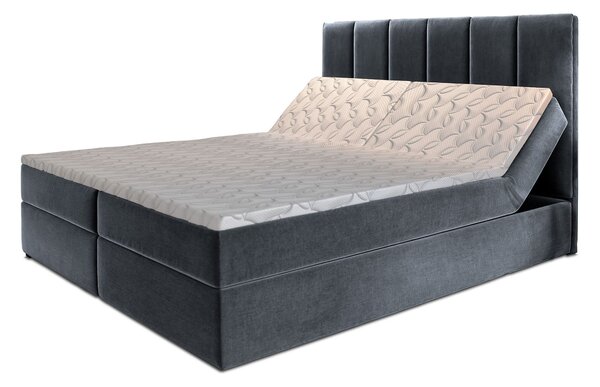 Manželská boxspring posteľ s úložným priestorom Barino 140x200 - tmavosivá