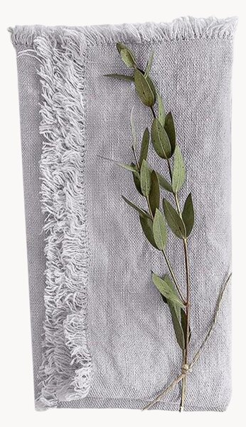 Ručne vyrobené ľanové obrúsky so strapcami Light Grey, 2 ks