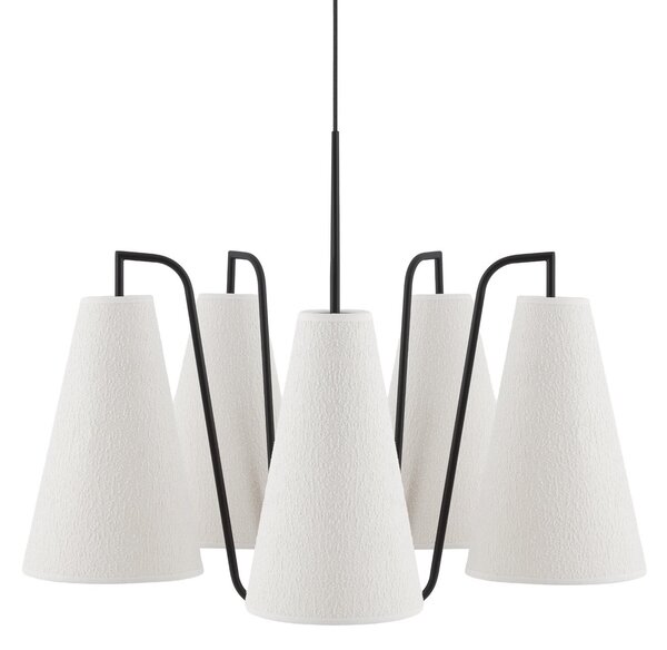 Závesné svietidlá Globen Lighting, Lou Bouclé 5, stmievateľné, Biela, Obývacia izba, Tkanina / Textil, Škandinávsky