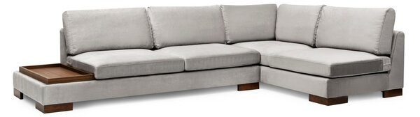 Hanah Home Rohová sedacia súprava Tulip 313 cm s odkladacím stolíkom svetlosivá pravá