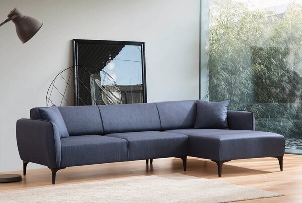 Hanah Home Rohová sedacia súprava Belissimo 270 cm modrá pravá