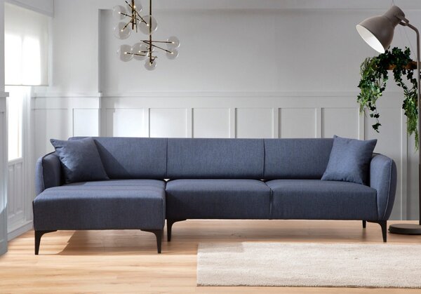 Hanah Home Rohová sedacia súprava Belissimo 270 cm modrá ľavá