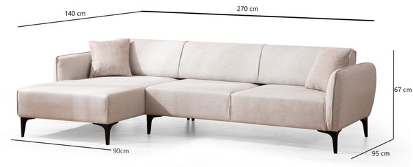 Hanah Home Rohová sedacia súprava Belissimo 270 cm biela ľavá