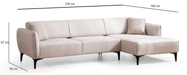 Hanah Home Rohová sedacia súprava Belissimo 270 cm biela pravá