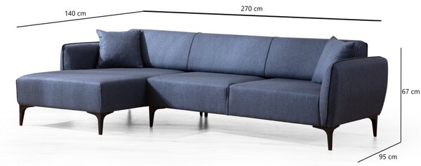 Hanah Home Rohová sedacia súprava Belissimo 270 cm modrá ľavá