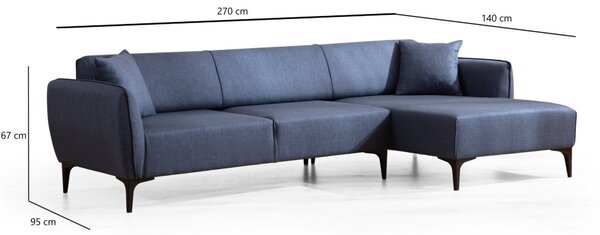 Hanah Home Rohová sedacia súprava Belissimo 270 cm modrá pravá