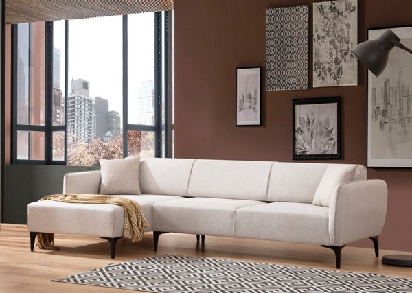 Hanah Home Rohová sedacia súprava Belissimo 270 cm biela ľavá