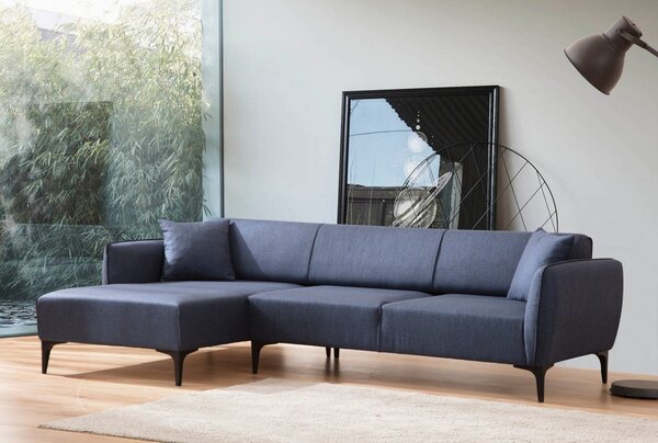 Hanah Home Rohová sedacia súprava Belissimo 270 cm modrá ľavá