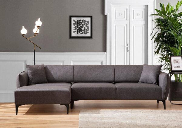 Hanah Home Rohová sedacia súprava Belissimo 270 cm tmavosivá ľavá