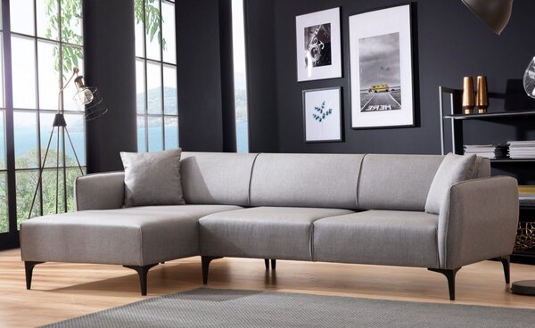Hanah Home Rohová sedacia súprava Belissimo 270 cm svetlosivá ľavá