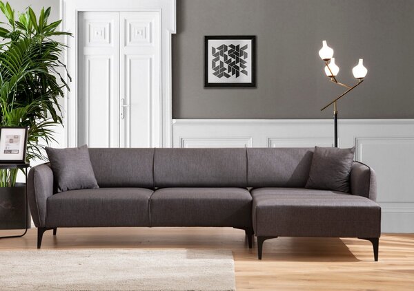 Hanah Home Rohová sedacia súprava Belissimo 270 cm tmavosivá pravá