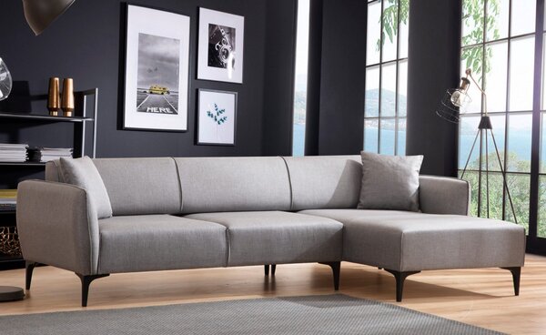 Hanah Home Rohová sedacia súprava Belissimo 270 cm svetlosivá pravá