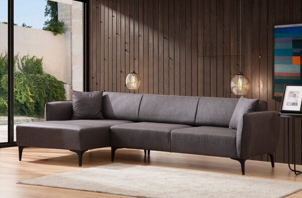 Hanah Home Rohová sedacia súprava Belissimo 270 cm tmavosivá ľavá